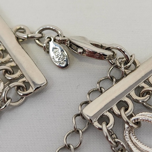 Premier Designs Silver Tone Multi Chain Layered Collar Necklace Adjustable - Picture 4 of 6